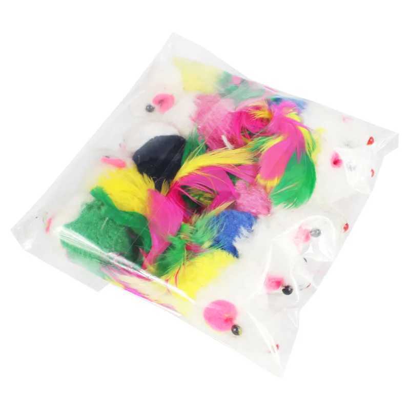 Pawtrip Rabbit Fur Fake Mouse Pet Cat Toy Feather Rainbow Ball Toy Cat Fun Play Toy Cat Y250412