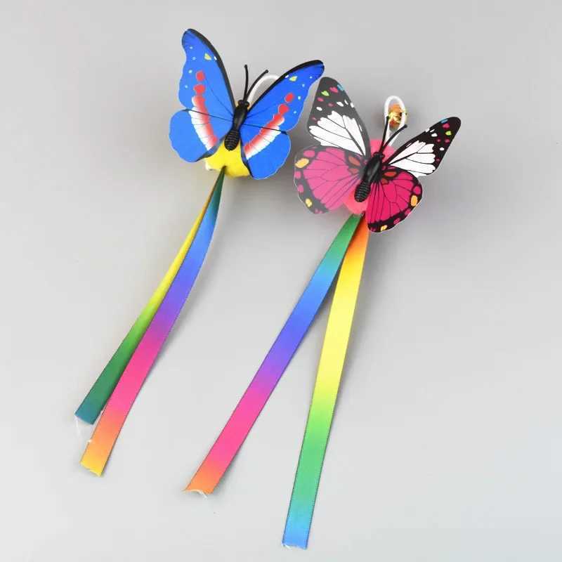 Cat Rainbow Ball Toy Bar Cat Stick Replacement Head Feather Accessories Bell Kitten Cat Play Interactive Pet Supplies Y250412