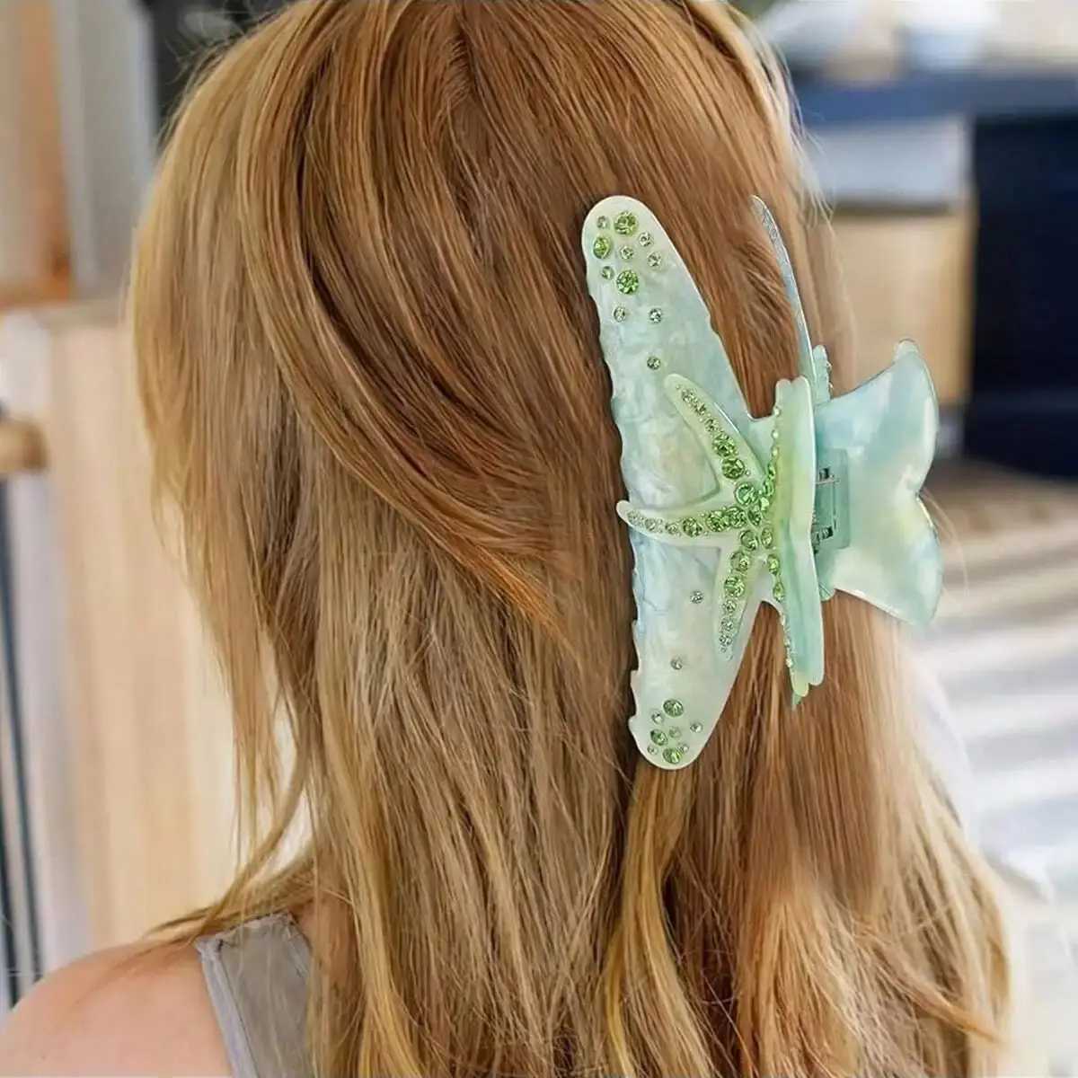 1 piece of multi-color starfish hair clip acrylic hair clip summer beach hair clip with claws used for strong fixation Y2504012