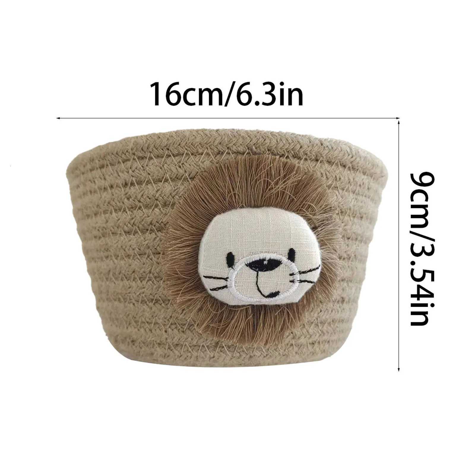 Cute Lion Basket Organizer Woven Rope Round Storage Basket for Baby Stuff Organizer Basket Bin Toy Box Nursery Ro Decor Y251112
