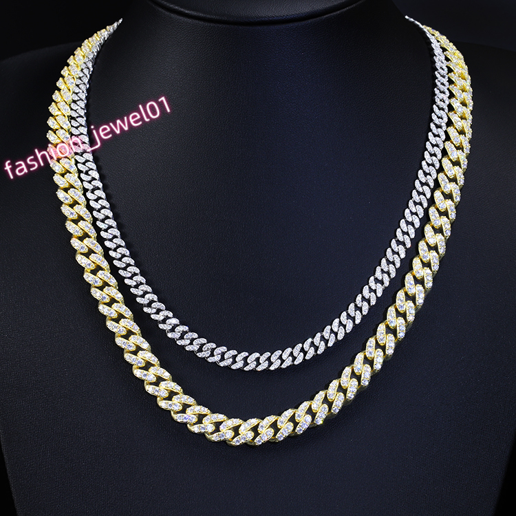 RTS S925 Silver 6mm Single Row Cuban Chain Iced Out Moissanite Gold Plated Necklace Bracelet Cuban Link for Men Jewelry