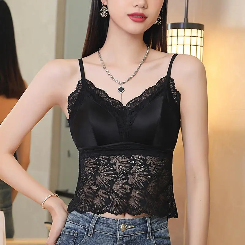 Womens French lace and mulberry silk without Bralette breathable skin friendly detachable pad elegant back n 250407