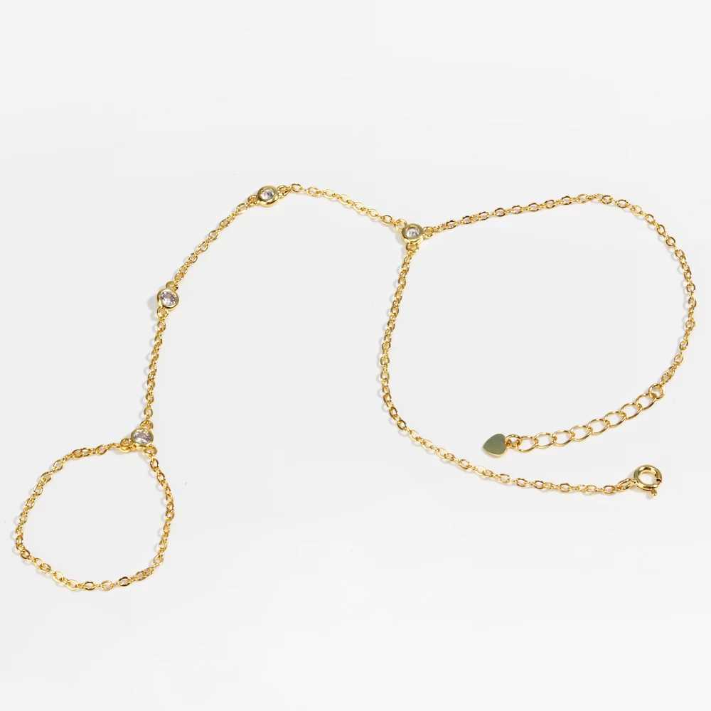 Stainless Steel New Style Punk Finger Ring Bracelet Hand Back Chain Jewelry Conjoined BraceletC250411