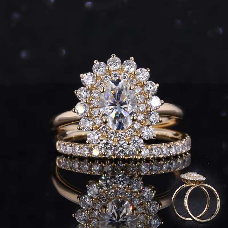 Moissanite Finger Rings Set Women Jewelry S925 Silver D White Color Moissanite Western Wedding Ring Sets for Women
