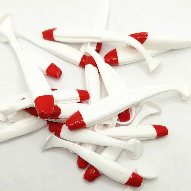 Soft Fishing Lures Simulation Paddle Tail Plastic Baits Artificial Worm Swimbait Red Head White Body T Tail Bait for Bass Trout Z250411