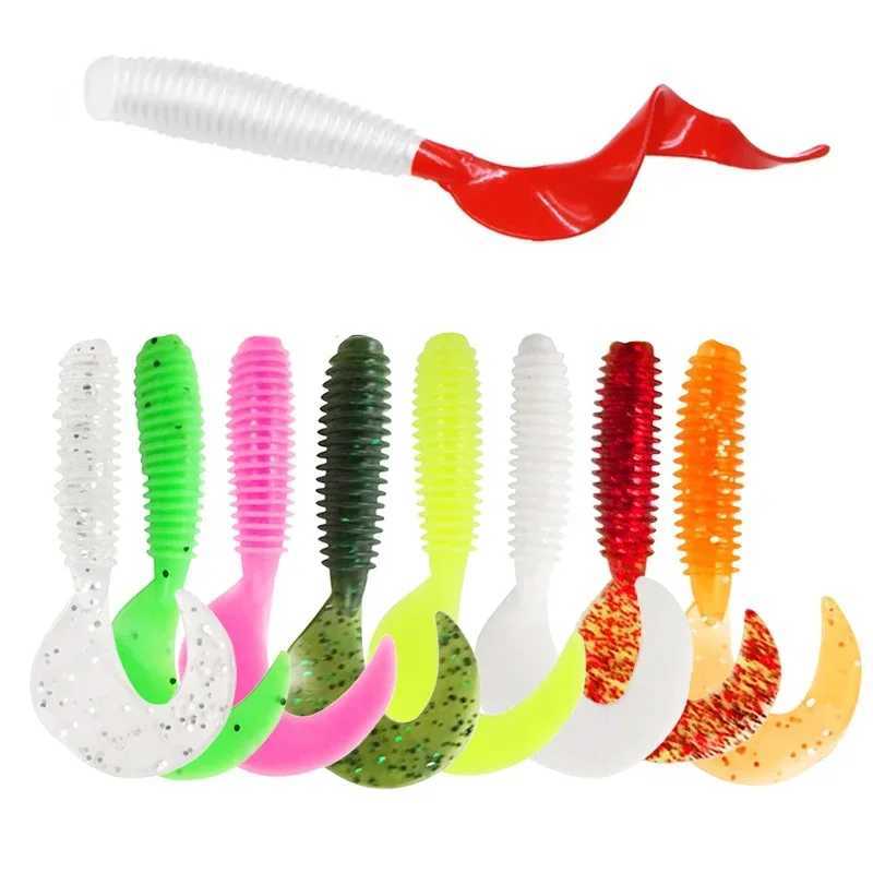 9/10pcs Soft Lures Silicone Bait 50/60/70mm Worm Jigging Wobblers Shrimp Fishy Smell Additive Tackle Bass Carp Artificial Bait Z250411