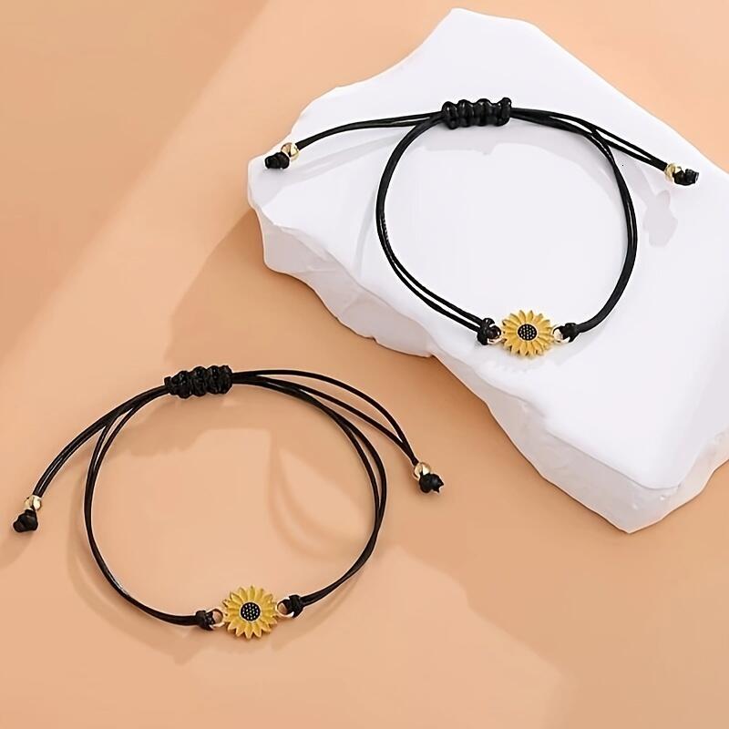 Sunny Days Ahead - Adjustable Suower Charm Bracelet Set