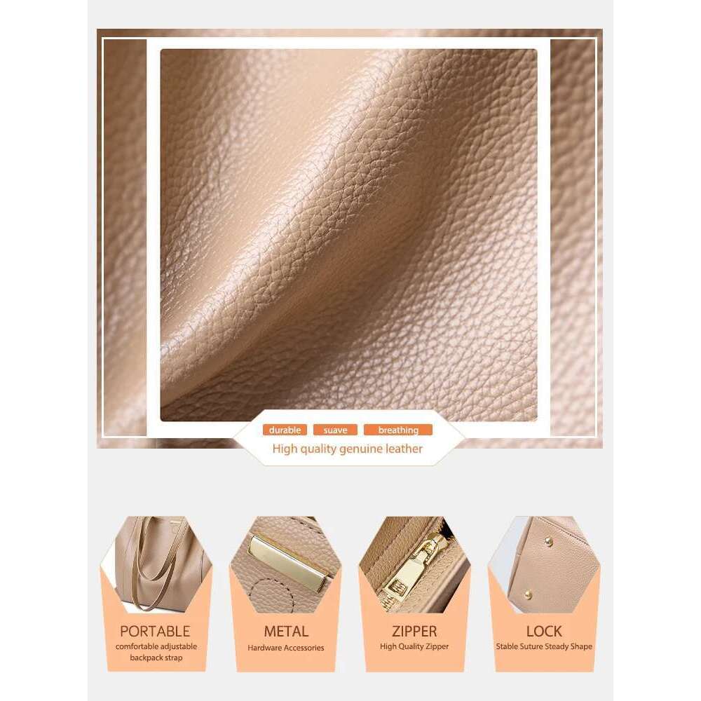 Designer Bag Zency Soft Cowhide Leather Women Shoulder Tote Handbag Large Capacity Lady Shopping Bag Front Pocket For Notebook Phone Ipad
