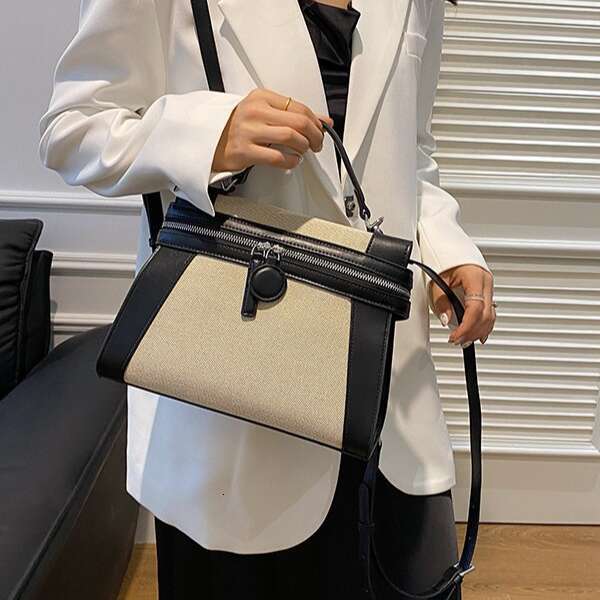 2025 Luxury Canvas Kelly Bag High Quality Designer Elegant Crossbody/Shoulder Bags Women Handbags Tote Color-Blocking Design