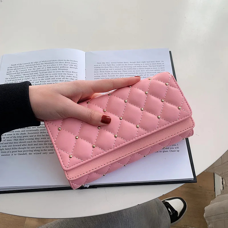 Fashionable Studded Womens Wallet Solid Color Solid Color Large Capacity Diamond Mesh Wallet 250411