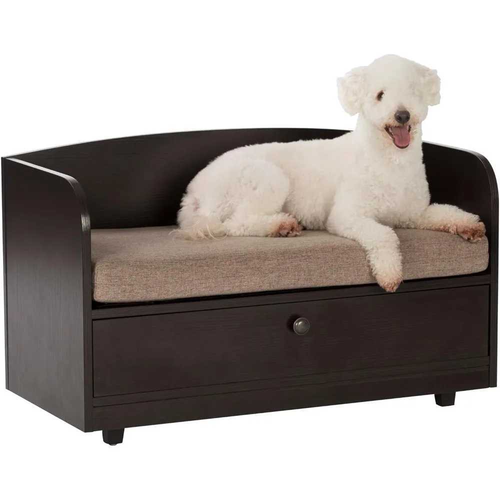 Paws with storage drawers espresso/sand and Perth pet bed X250412