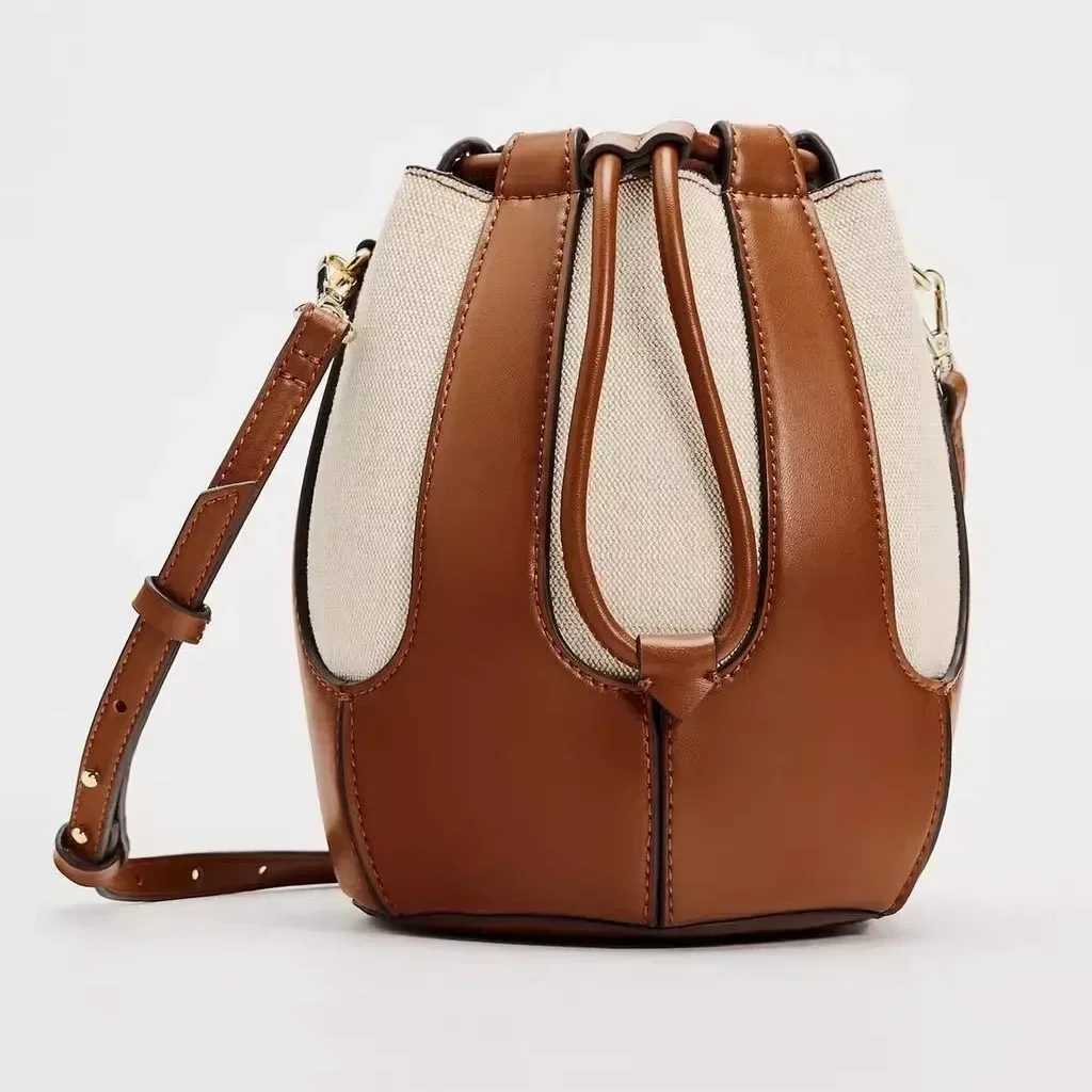 Canvas Drstring bucket bag Pahwork designer wallet and handbag luxury shoulder cross body bag 2024 womens party CluhXJ250412
