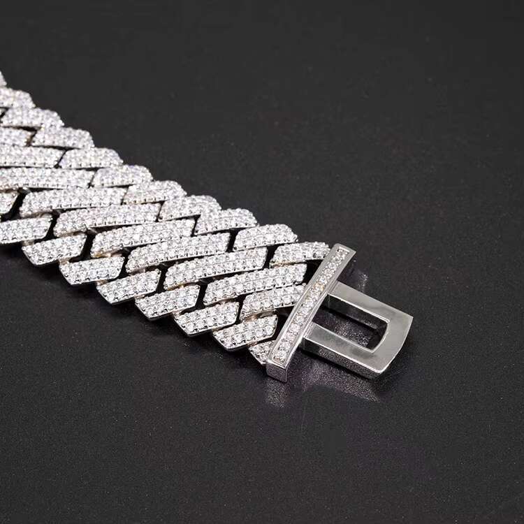 RTS Fashion Jewelry Cuban Bracelet Wide 26mm Sterling Silver 925 with Vvvs d Color Moissanite Cuban Chain Bracelet for Men