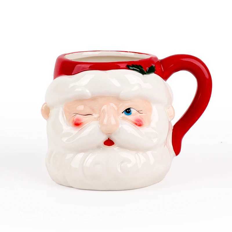 Christmas 3D Santa Design Warm Christmas Theme Hand Painted Eco-Friendly Clay Mug Coffee Milk Tea Ceramic Cup Holiday Kitchenware Gift Y251112