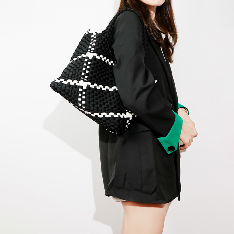 Basket Woven Bag Women's Retro Fashion Large Capacity Handbag Designer PU Leather One-shoulder Tote Bag