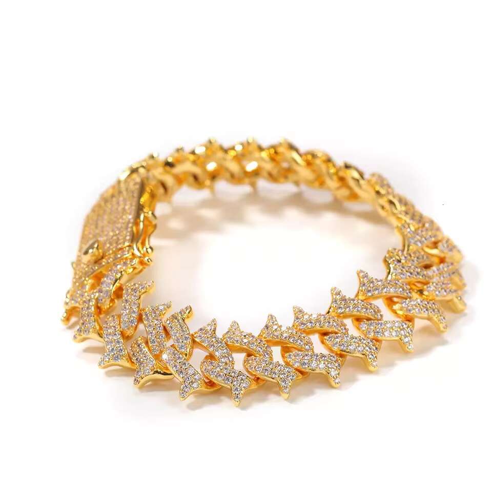 Iced Out Moissanite Diamond Gold Jewelry Custom Hip Hop Jewelry Gold Plated Cuban Chain Bracelets