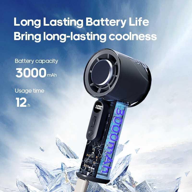 Portable cooling handheld fan with 100 speed adjustable mini outdoor turbo fan 3000mAh air circulation cooler equipped with LED display screen X250412