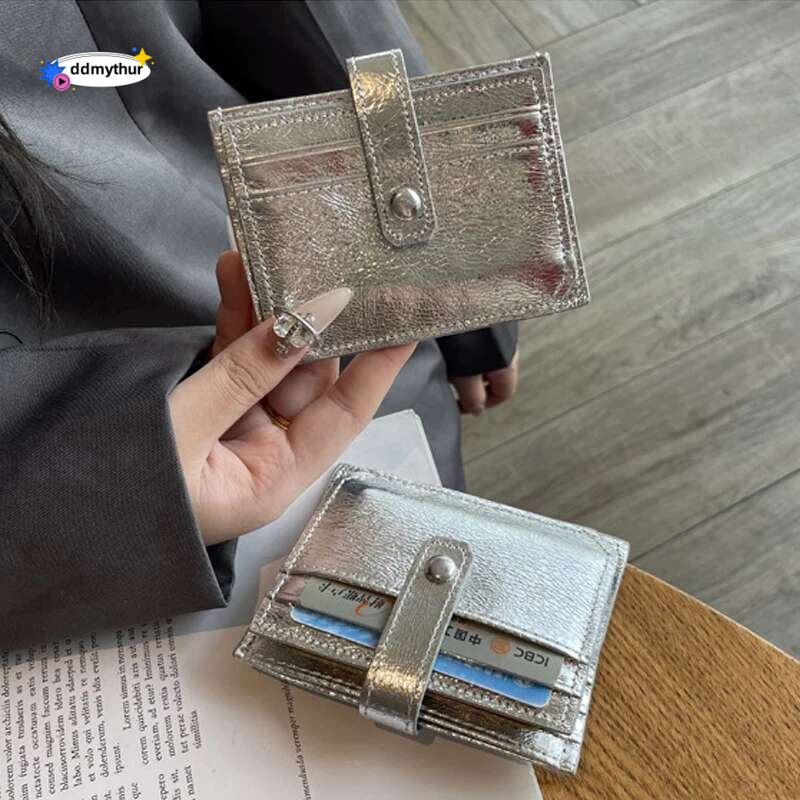 Women Short Wallet Sier Leather Bags Multi-card Slot Ultra-thin Card Holder Bank Credit ID Small Cute Clutch Bag ddmythur