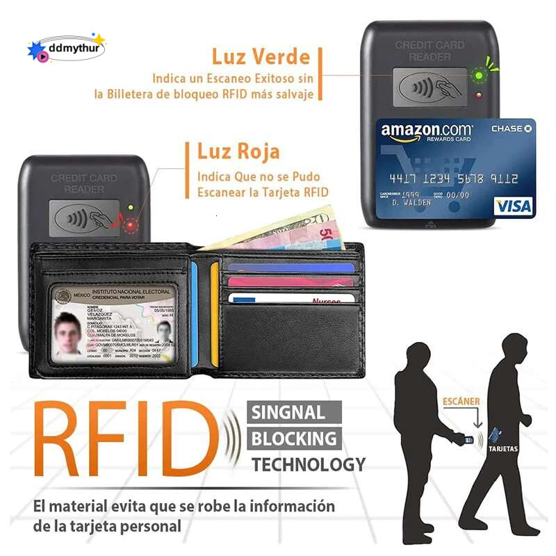 Slim Minimalist Tri-Fold Carbon Fiber RFID Blocking Men's Wallet With ID Window and 9 Card Slots ddmythur