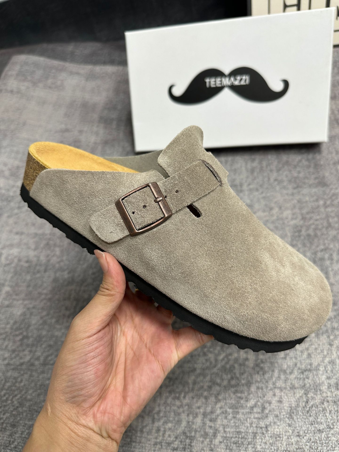 TEEMAZZI designer shoes genuine leather cork sole high quality casual shoes outdoor indoor versatile slippers for men and woman size 35-46