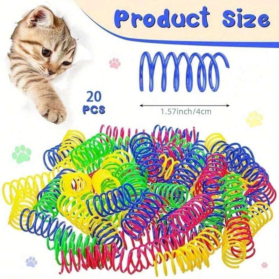 20 cat toy spring toys interactive indoor colored plastic spring coils used for cat hunting Y250412