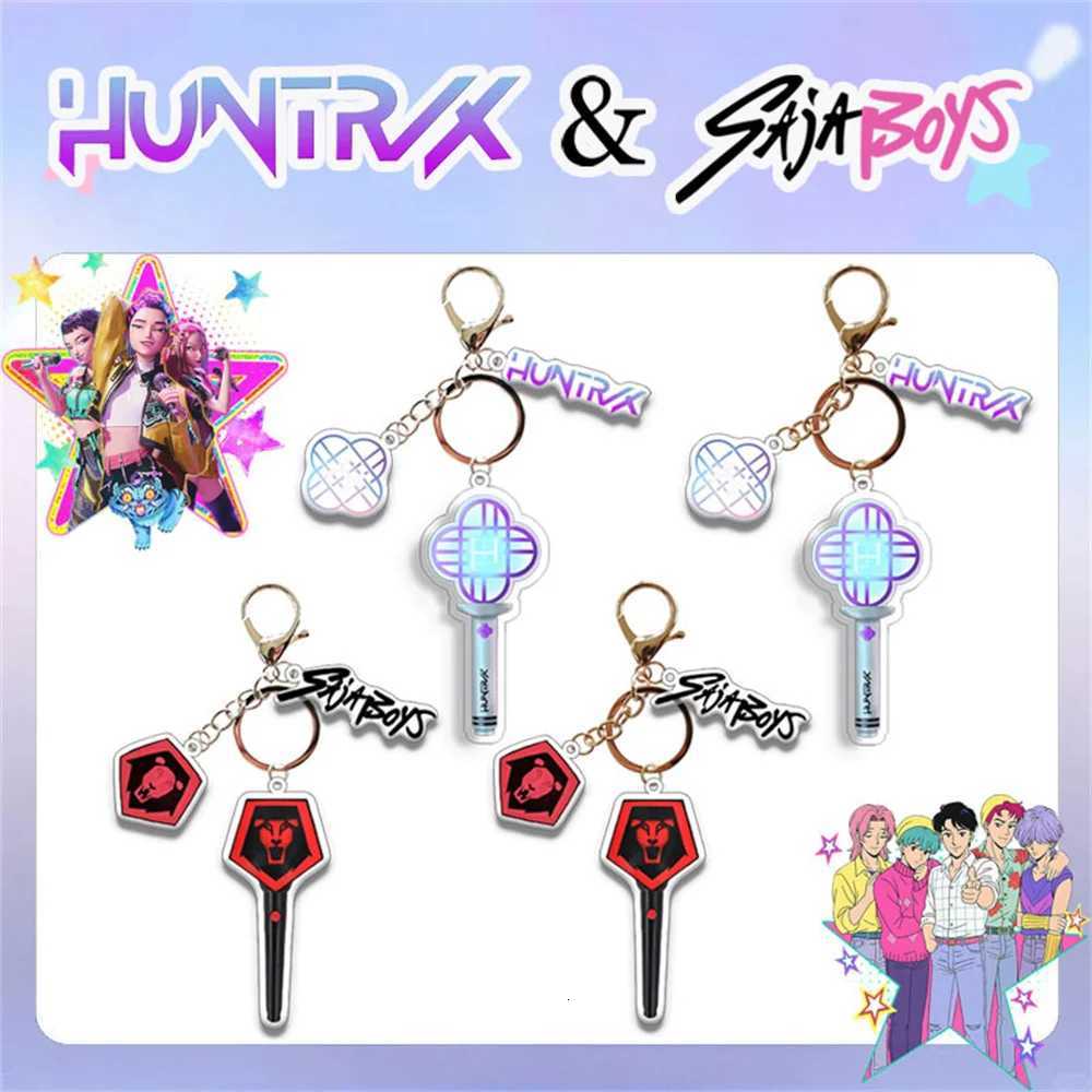 2pcs/set KPop Demon Hunters Kawaii Acrylic Light Stick Keychain Cartoon Movie Huntr/X Saja Boy Cosplay Accessories Pendant Gifts Z251111