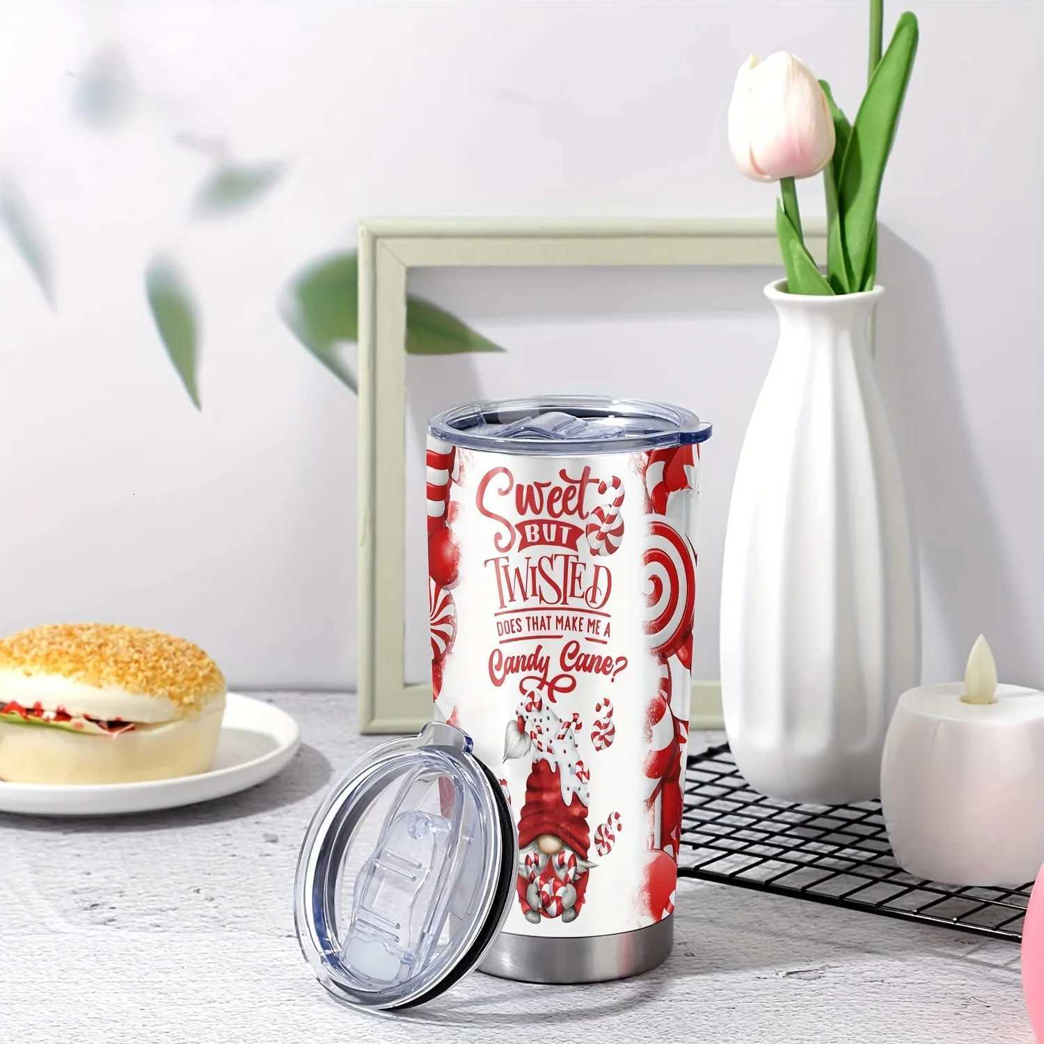 Christmas 20oz Christmas Tumbler with Lid and Straw304 Stainless Steel Double Wall Vacuum Insulated Travel Mug Hot Cold Beverage Cup Y251112