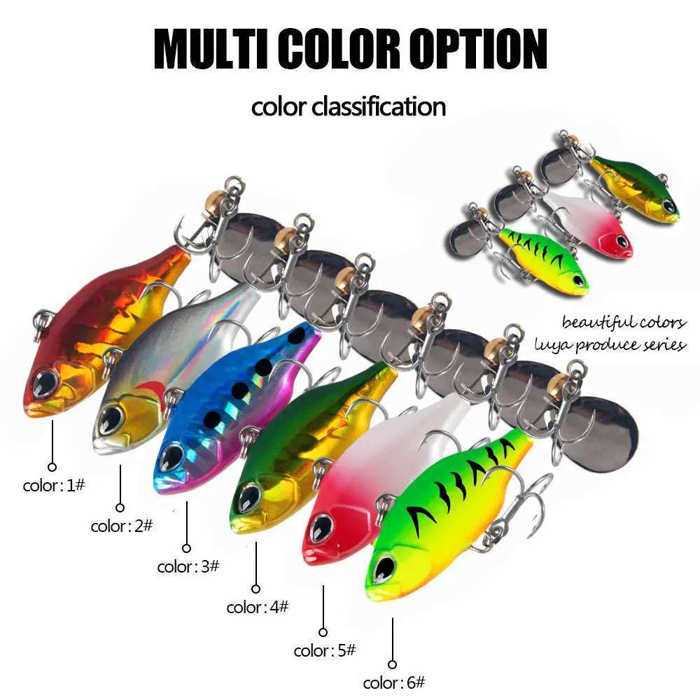 1PCS 4.8cm 8.5g Rotating VIB Bait With Spoon Vibration Fishing Lure Crankbait Jig Sequins Tail Bass Hard Baits Tackle Pesca Z250411