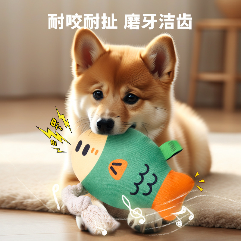 New Voice Biting Dog Toy Simulation Fat Head Fish Teeth Grinding Teeth Cleaning Self pleasure Soothing Pet Toys Cross border Wholesale