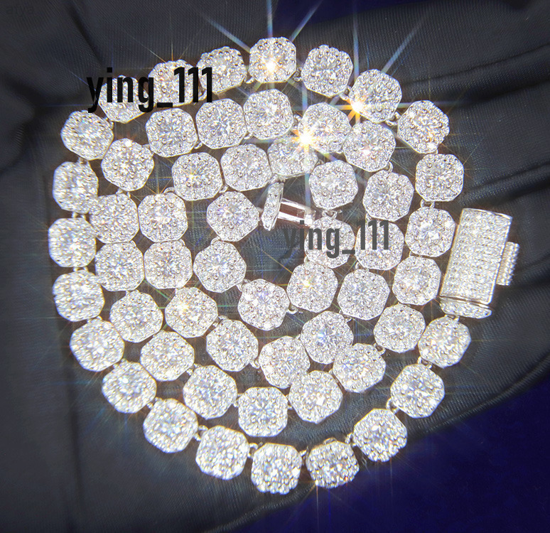 Custom d Vvs Moissanite Diamond Cuban Link Chain S925 Silver 8mm 12mm Large Tennis Solid Back Hiphop Necklace