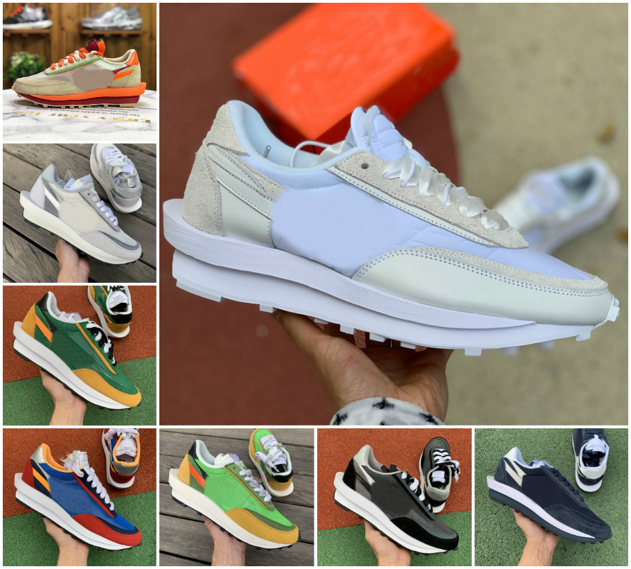Designer sacais Mens Women Running ShOes LD Waffle Orange Blaze Nylon White Black Sail Gum Sesame Game Royal Fragment Grey Blue Void Green Gusto Pine Green Sneakers