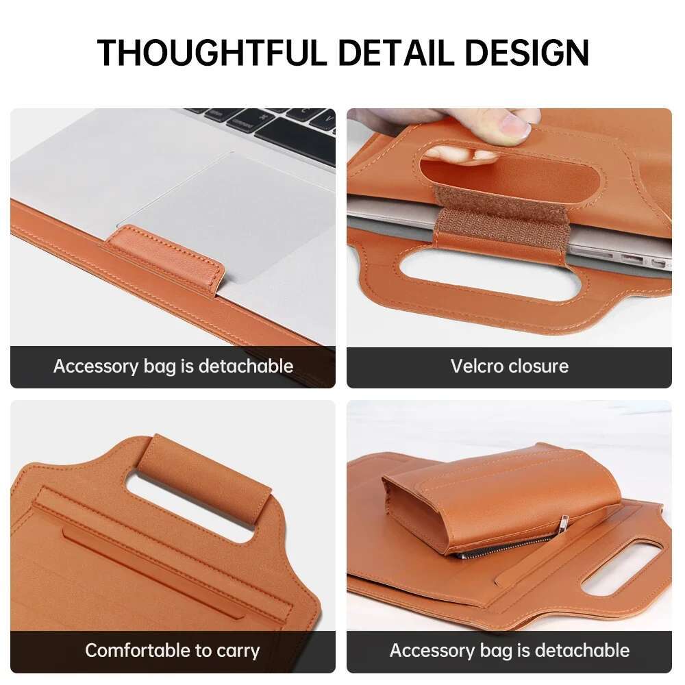 Pu Leather Handbag Laptop Sleeve Bag Case Book Air Pro 16 14 13 M3 M2 M1 Notebook Cover For Lenovo HP 15 Inch