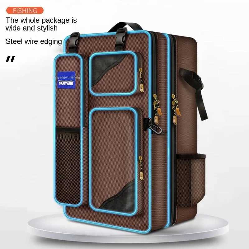 Multifunctional Fishing Backpack Double-layer Fish Protection Bag Hard-shell Chair Bag Fishing Gear Fishing Rod Case Z250411