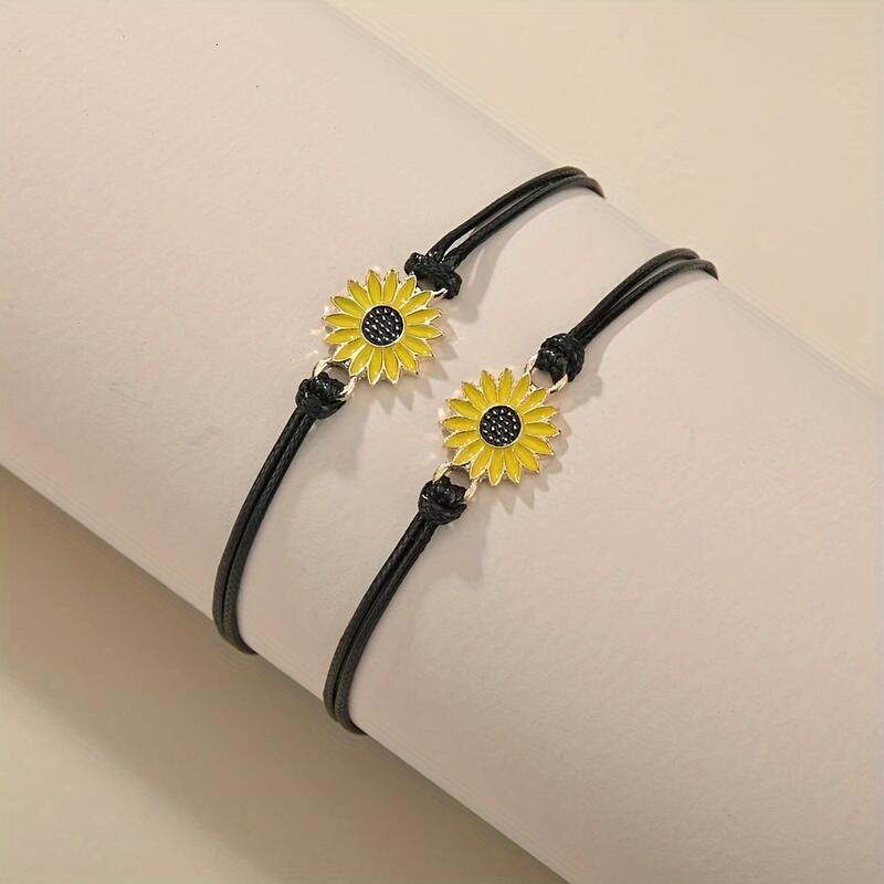 Sunny Days Ahead - Adjustable Suower Charm Bracelet Set