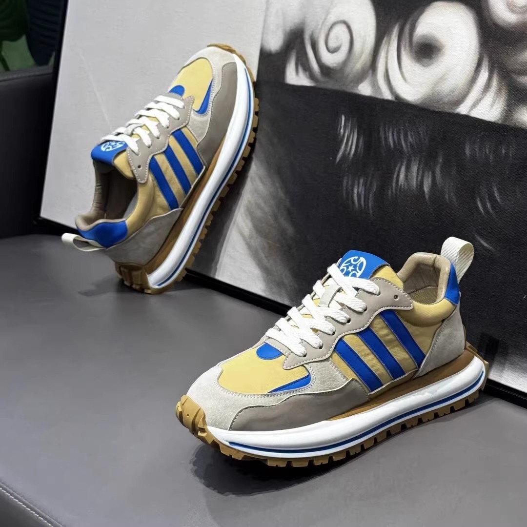 Free shipping men's shoes 2025 spring sports casual shoes fashion trend thick sole increase color matching lace-up low-top casual shoes 39-44