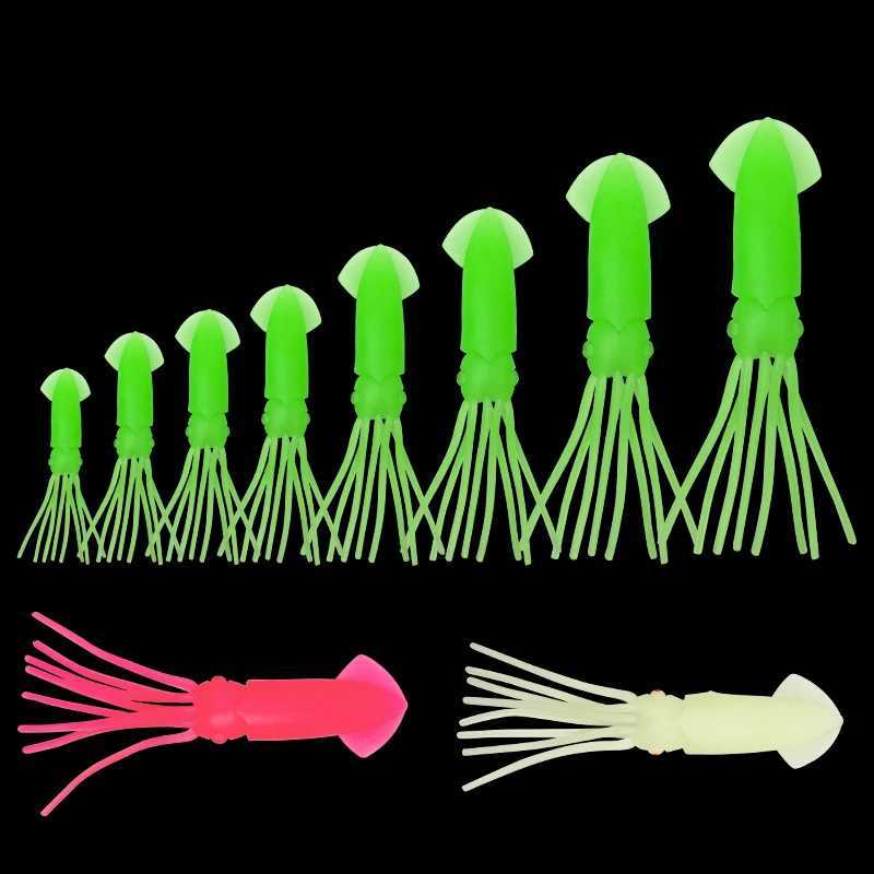 5Pcs Fishing Soft Squid Lures Silicone Squid Trolling Jigs Bait Accessories Luminous Artificial Saltwater Octopus Z250411
