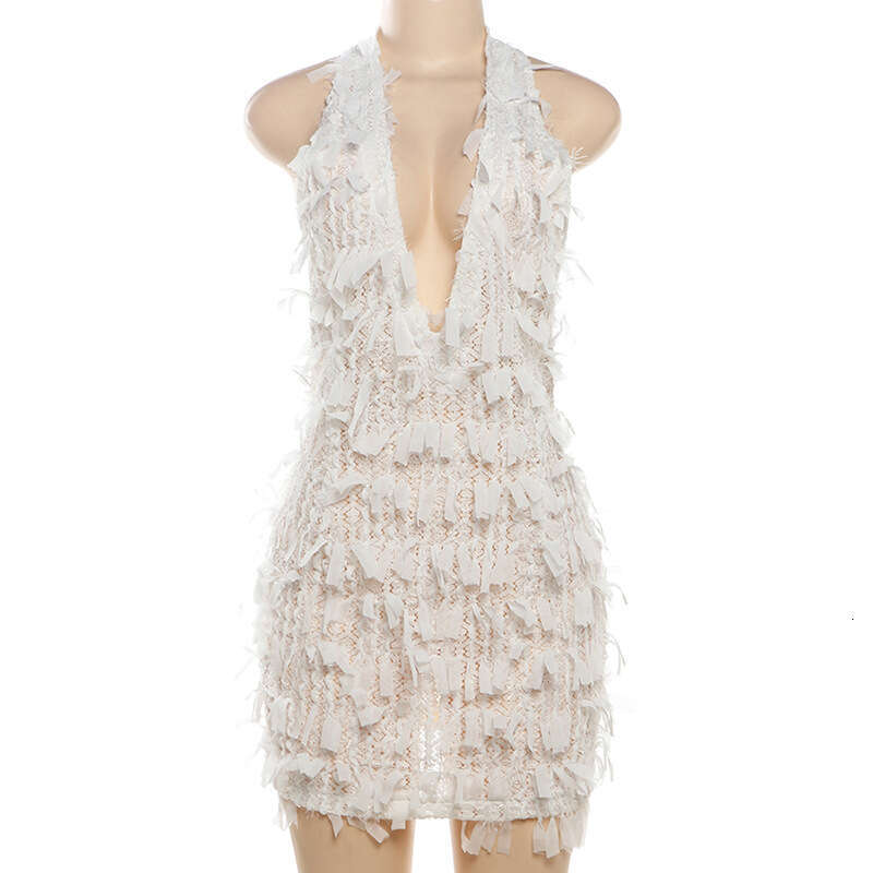 Women's Wear INS Women's Summer New Product Sexy And Spicy Hanging Neck Lace Up V-Neck Open Back Slim Fit Wrap Hip Dress