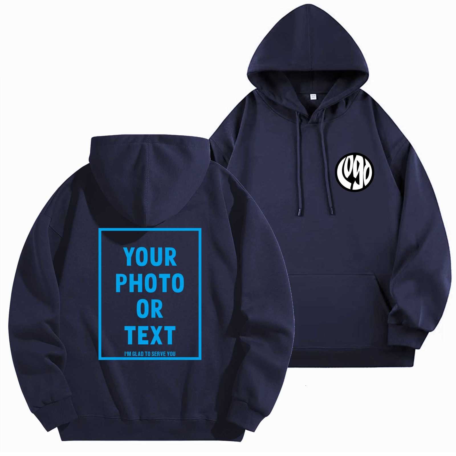 POD customization DIY customization of your brand 320GSM heavyweight new autumn and winter casual pure cotton quality mens top solid color hT251112