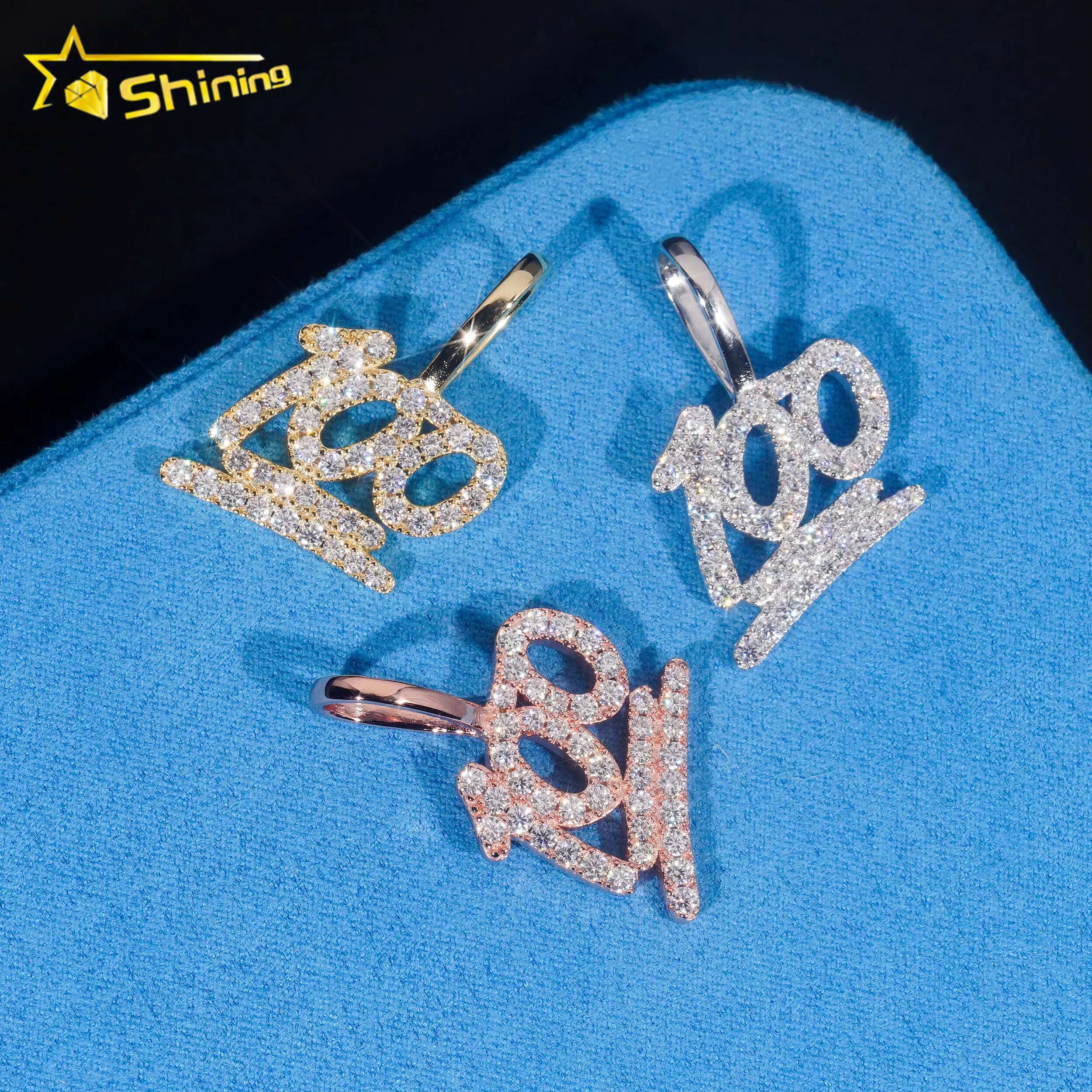 Silver 925 Pendants VVS Moissanite Diamond Mossanite Hip Hop Fine Jewelry Iced Out Diamond Moissanite Hamsa Hand Pendant