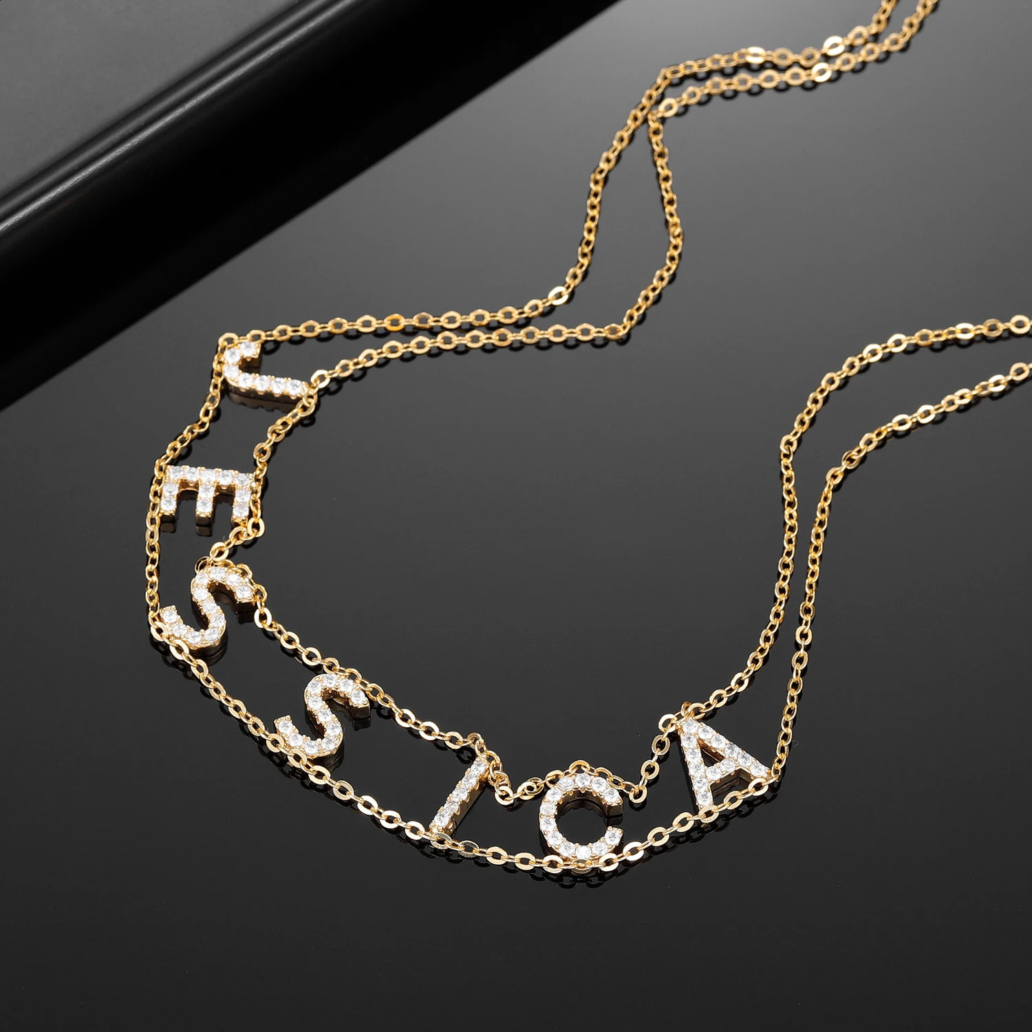 Customized Name Necklace Female Initial Name Necklace Personalized Two Letter Necklace Gothic Name Necklace Jewelry Gift 250409