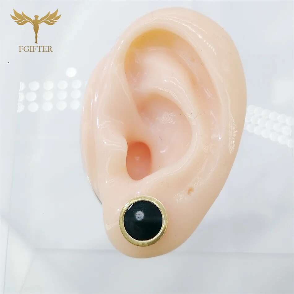 Classic Round Necklace Earrings Set for Women Gold Plated Stainless Steel Pendant Chain Ear Piercing Studs Fashion Jewelry Gifts