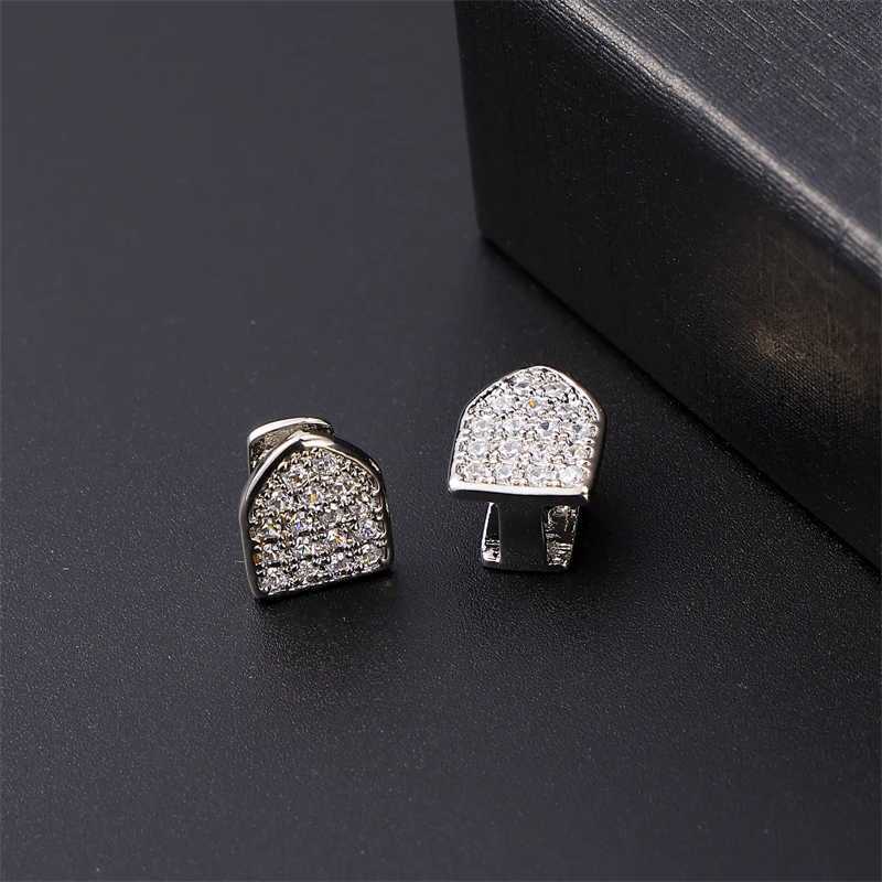 Hip Hop 2 Iced Out CapsTeeth Grillz cubic zirconia Micro Pave mens and womens jewelry gifts top and bottom charm grill W250412