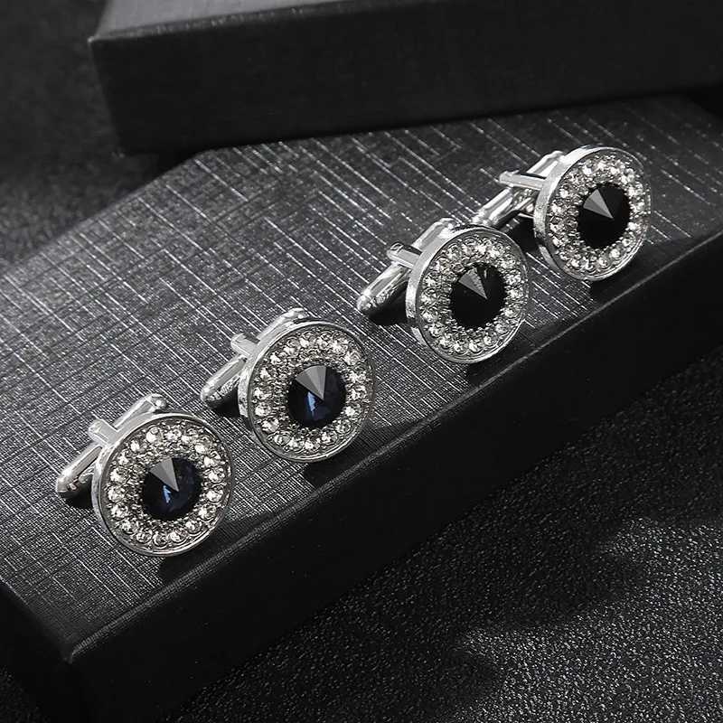 Shining black crystal mens business suit cufflinks shirt sleeve buttons wedding formal dress cufflinks mens best giftT250412