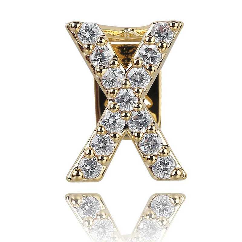 26 Letter CZ Teen Grilz Hat Cube Zircon Ice Out Mini Paving Top Charm Grill Mens Hip Hop Jewelry Role Playing Gift W250412