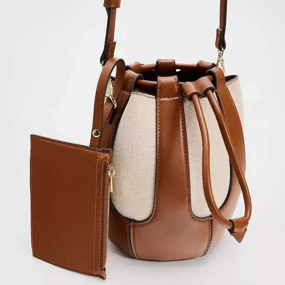 Canvas Drstring bucket bag Pahwork designer wallet and handbag luxury shoulder cross body bag 2024 womens party CluhXJ250412