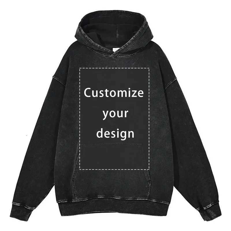 POD customization Customized Design Hoodie HD DTG Printing Vintage Washed Hooded Sweatshirts Hip Hop Oversized Pullover Harajuku Hoodie Men CottonT251