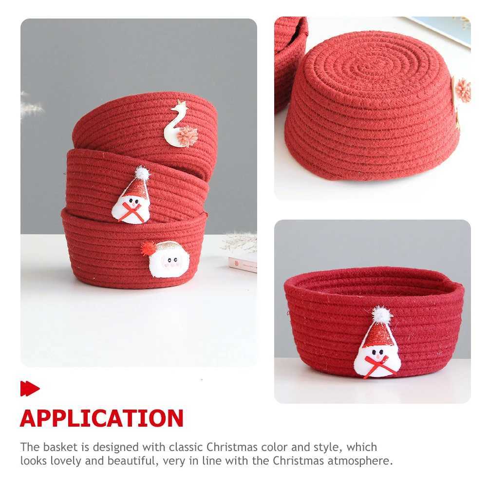 Christmas Storage Basket Red Cotton Rope Woven Organizer Bin Gift Basket for Sundries Organizing Holiday Decorations Box Y251112