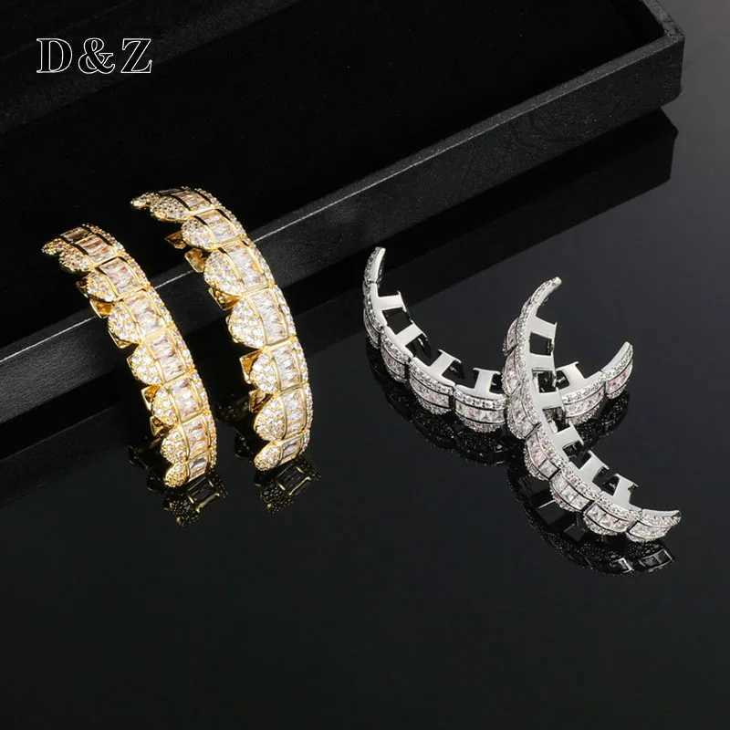 D Z New Baguette Stone Hip Hop Teeth Grillz Top and Bottom Grills Ice Out Cubes Zricon Teeth Hat Role Playing Party Rap Singer Jewelry W250412