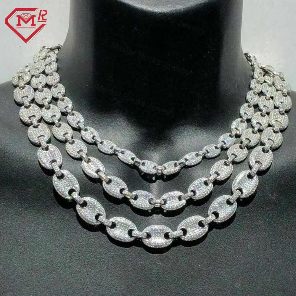 Hip Hop Cuban Chain 15mm Special Design Iced Out 925 Sterling Silver Vvs Moissanite Cuban Link Chain