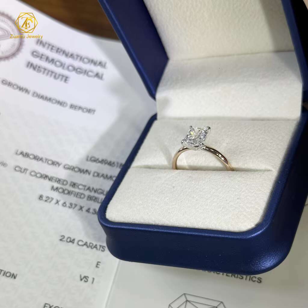Marriage Cvd Engagement Solid Real 14k Gold Custom Lab Grown Diamond Gold Wedding Rings for Women With Certificate